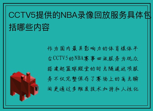 CCTV5提供的NBA录像回放服务具体包括哪些内容